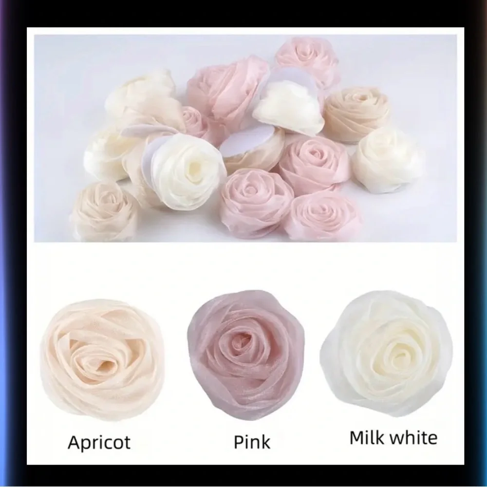 Sapphire Blue Satin Roses Embellishments Jewelry, Home, Crafts Clothes New 4pcs